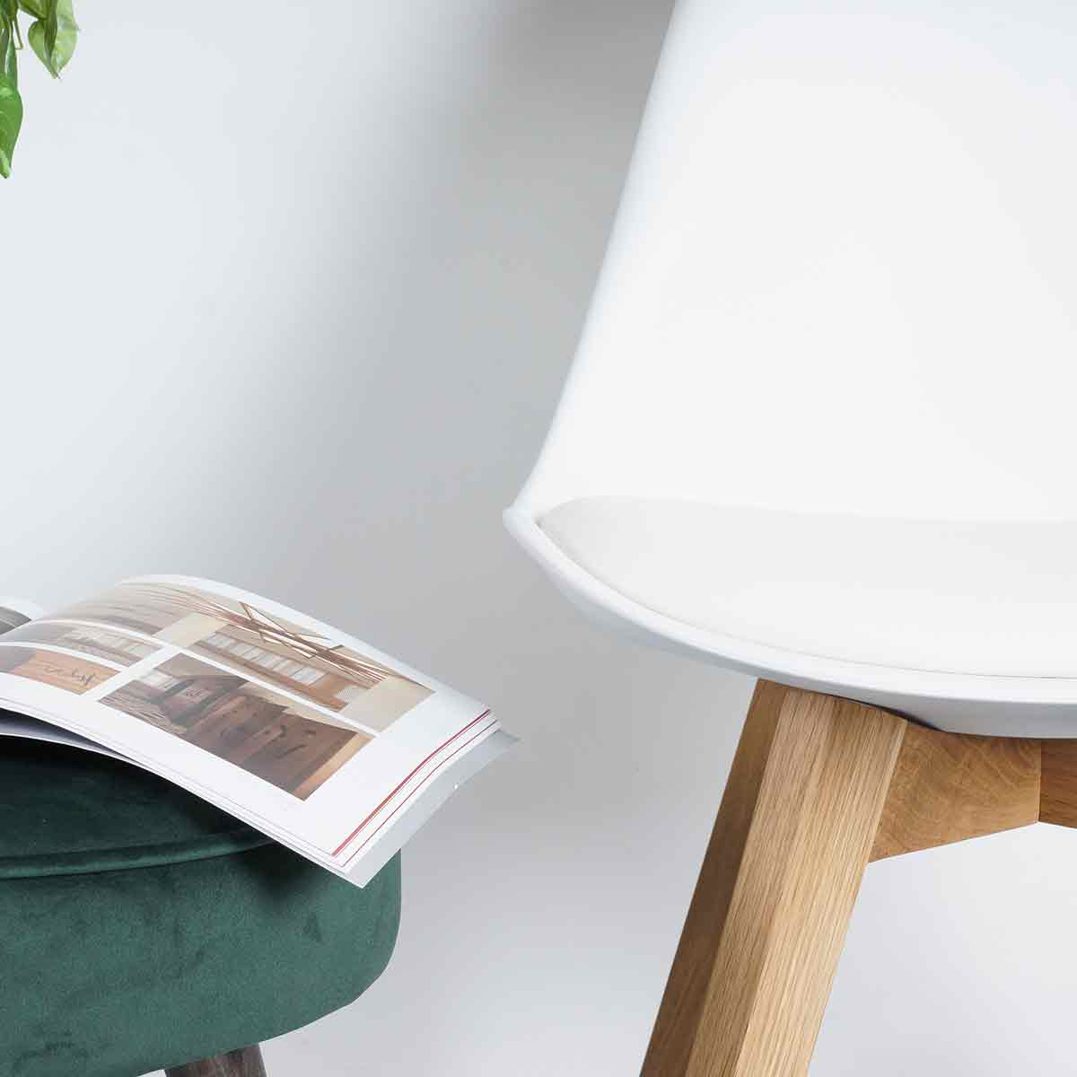 Eetkamerstoel Madera Wit - houten onderstel