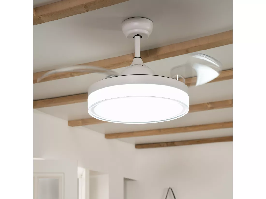 Ventilateur de Plafond Silencieux Caicos Blanc 106cm Moteur DC Blanc