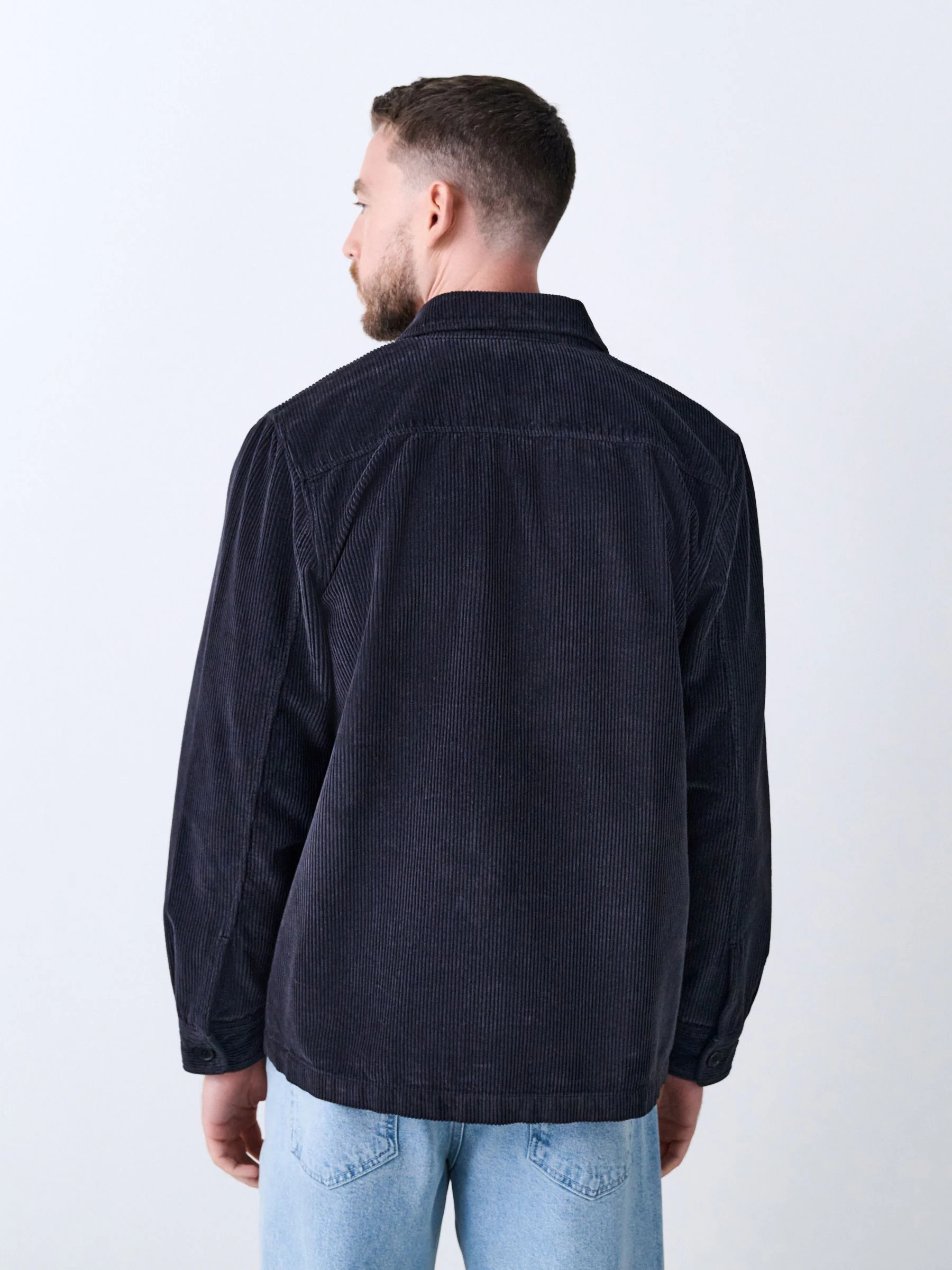 Zwart - Single pocket Corduroy Shacket Overshirt