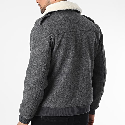 Veste Zippée Col Mouton 5128 Gris Anthracite Chiné
