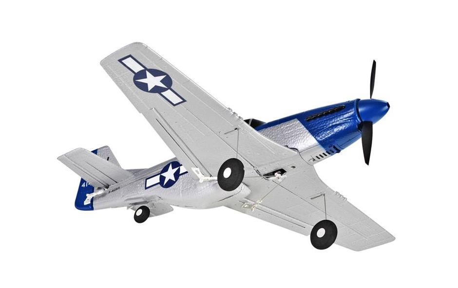 Warbird Mini P51D 450 mm, Blau, RTF<br>Kleines 4-Kanal RC-Flugzeug mit Gyro