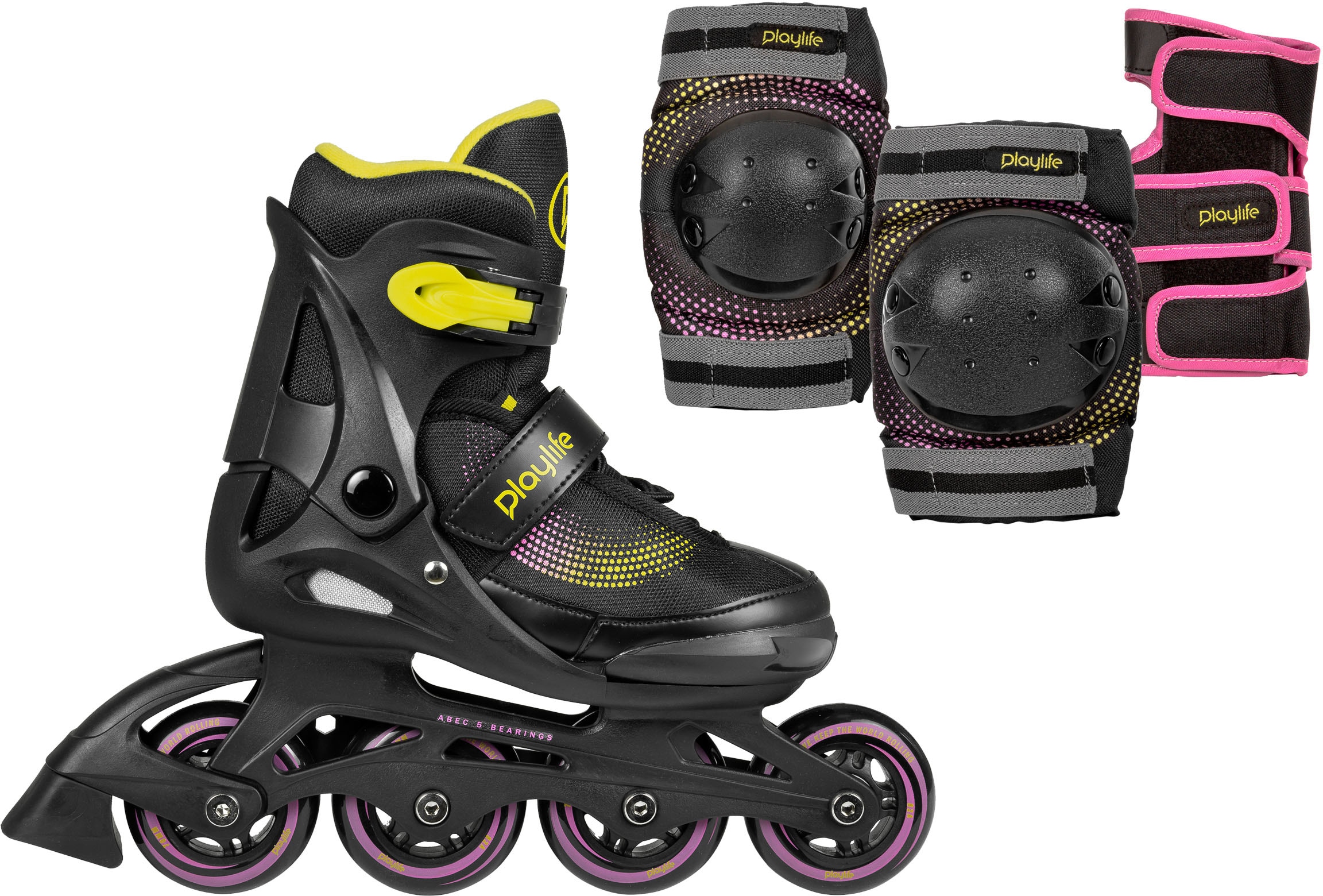 Playlife Inlineskates »Playlife Joker« mit Schutz Set bestehend aus Knie-, Ellenbogen-, Handgelenkschützern