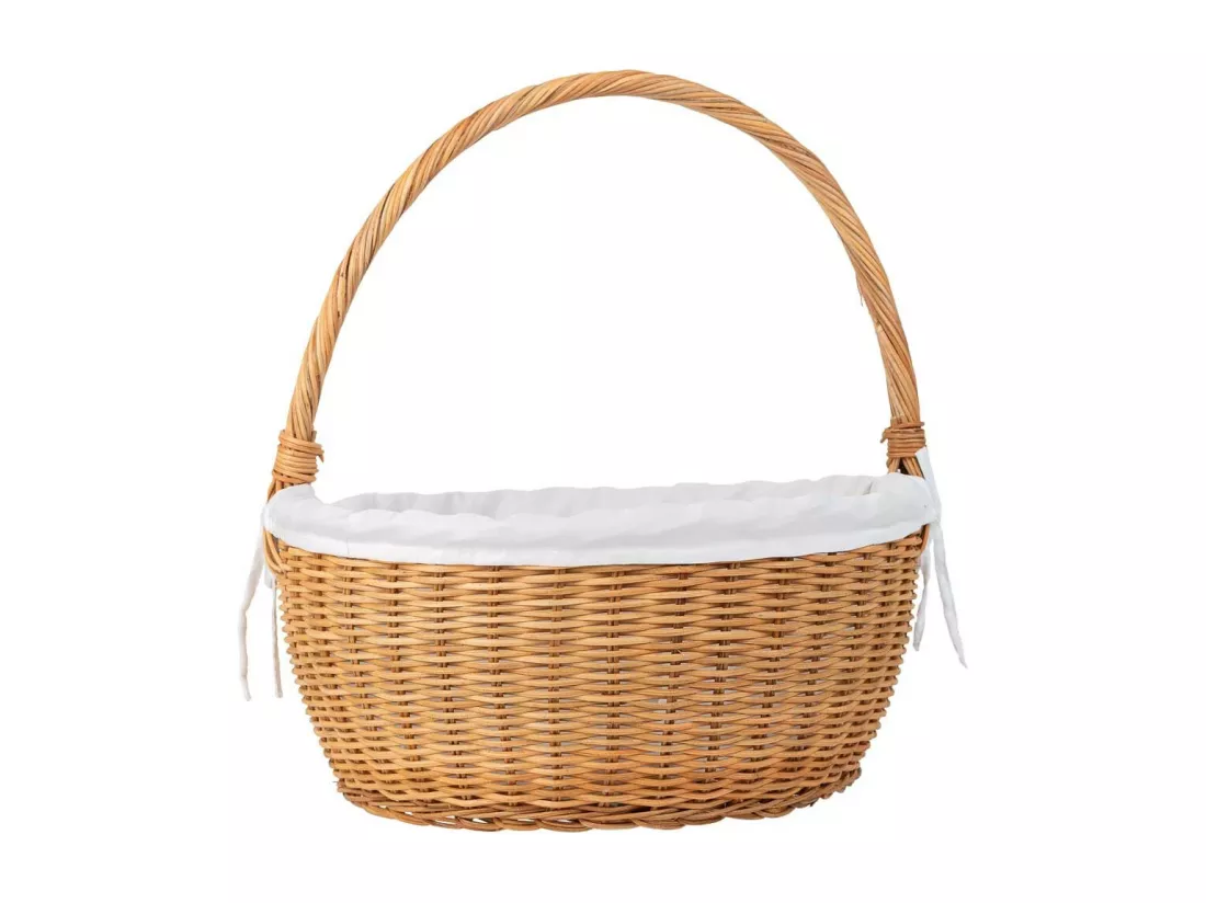 Panier rond en osier avec doublure marron 34x34x16-37h