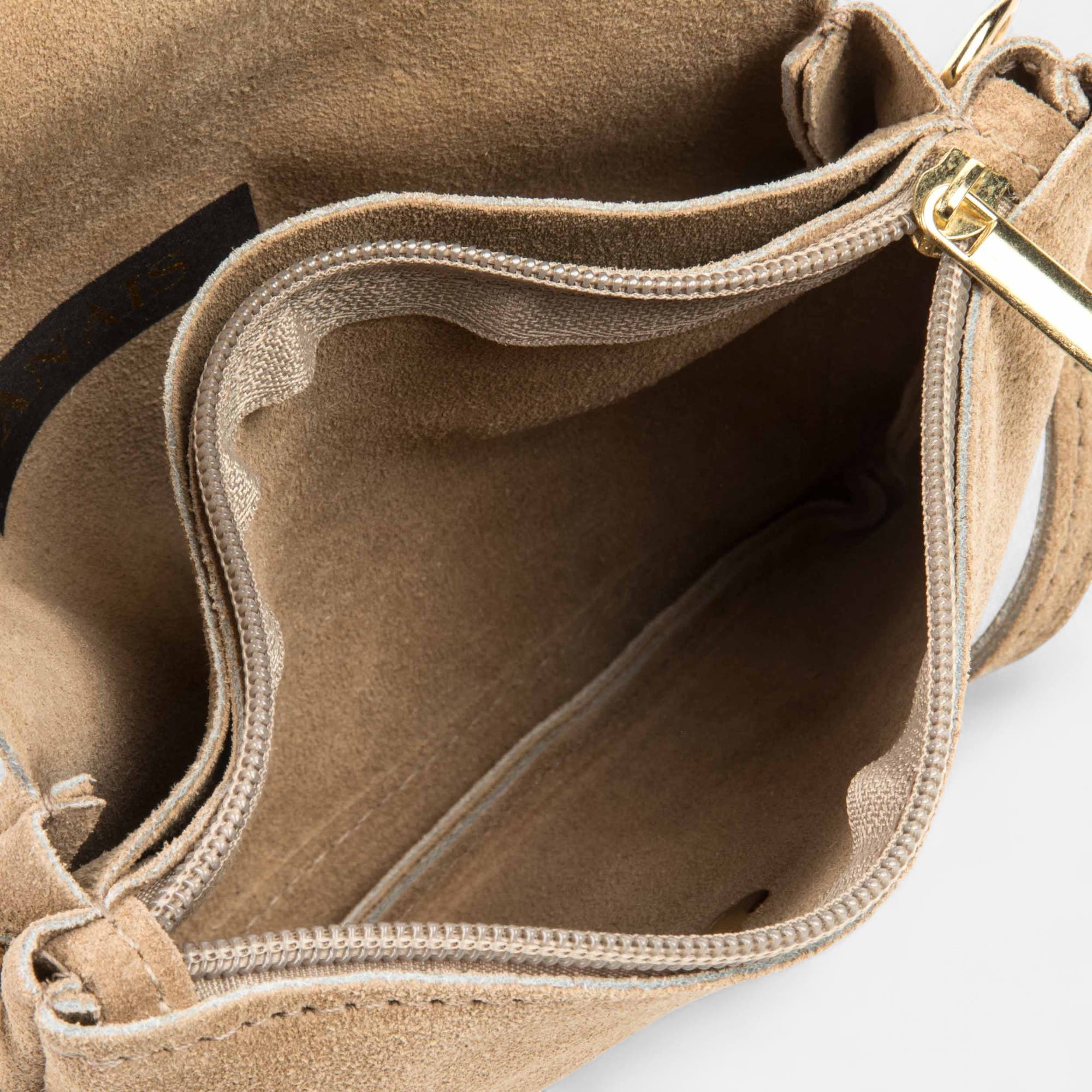 Sac bandoulière en cuir beige