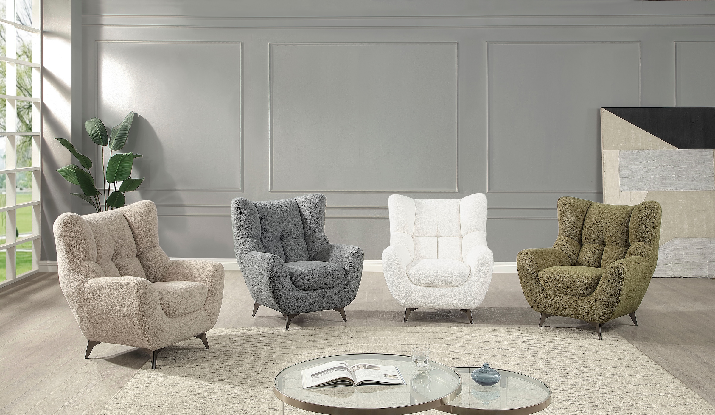 ATLANTIC home collection Sessel »Shawn« mit Federkern, trendy Bezug mit Teddyoptik