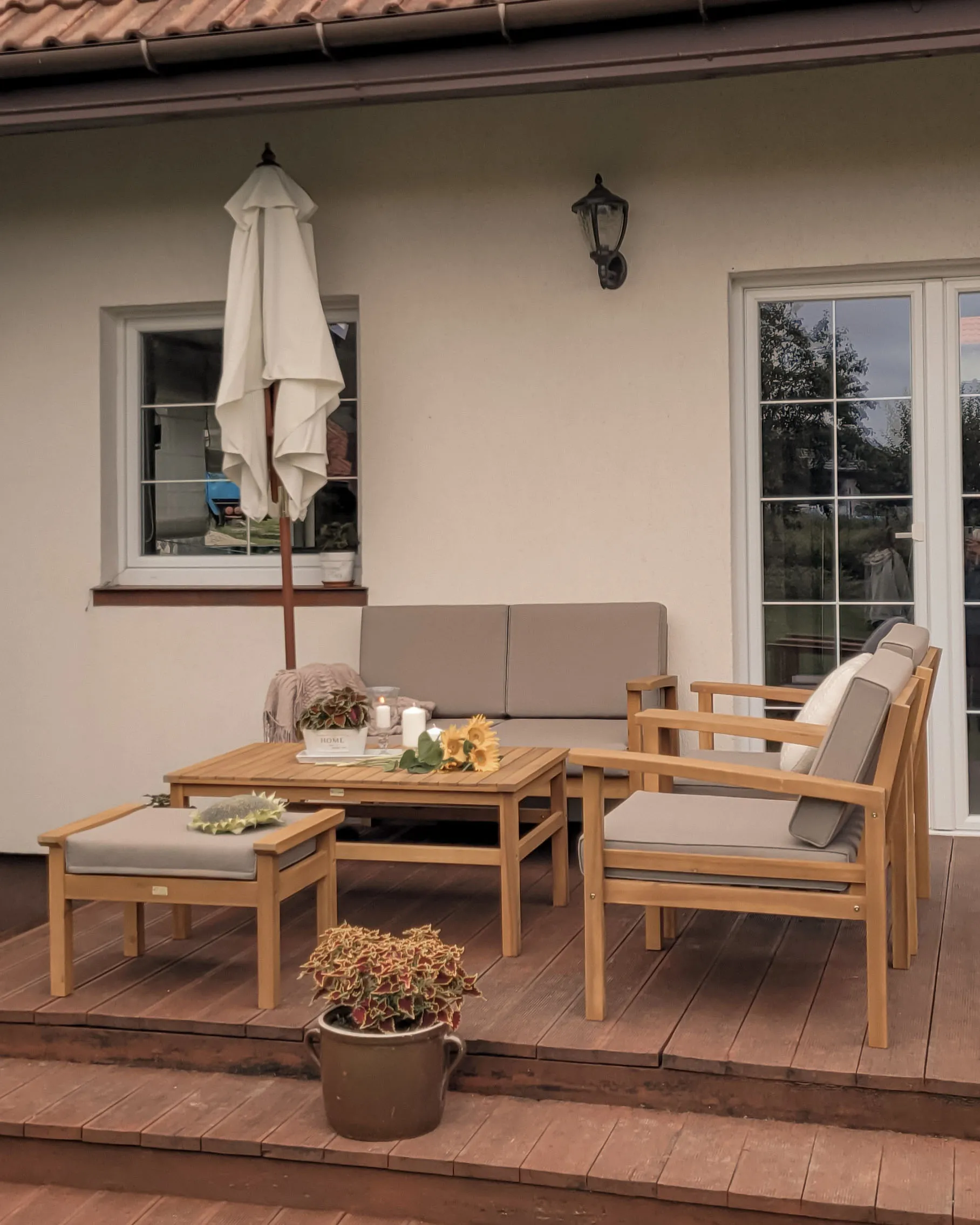 Loungeset met tafel 4-zits MANILA Gecertificeerd acaciahout Lichtbruin