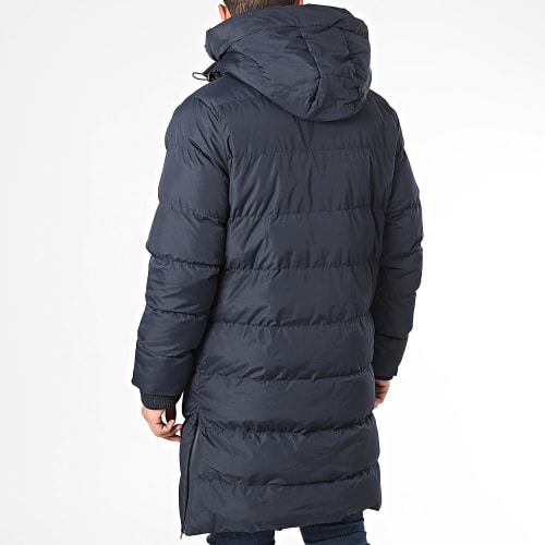 Doudoune Longue Capuche Bleu Marine