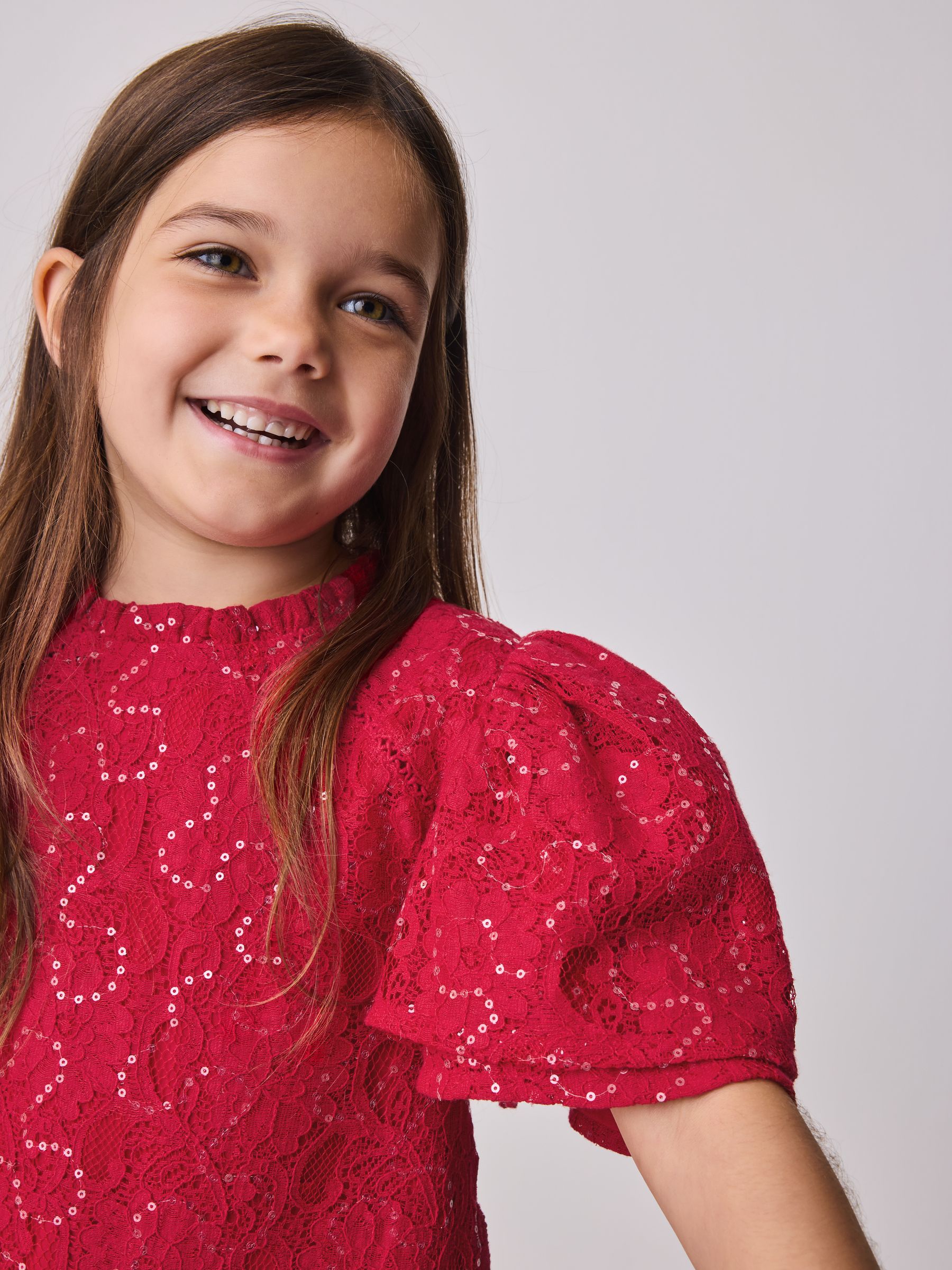 Rood - Baker by Ted Baker Red Sequin Lace Angel Sleeve Dress