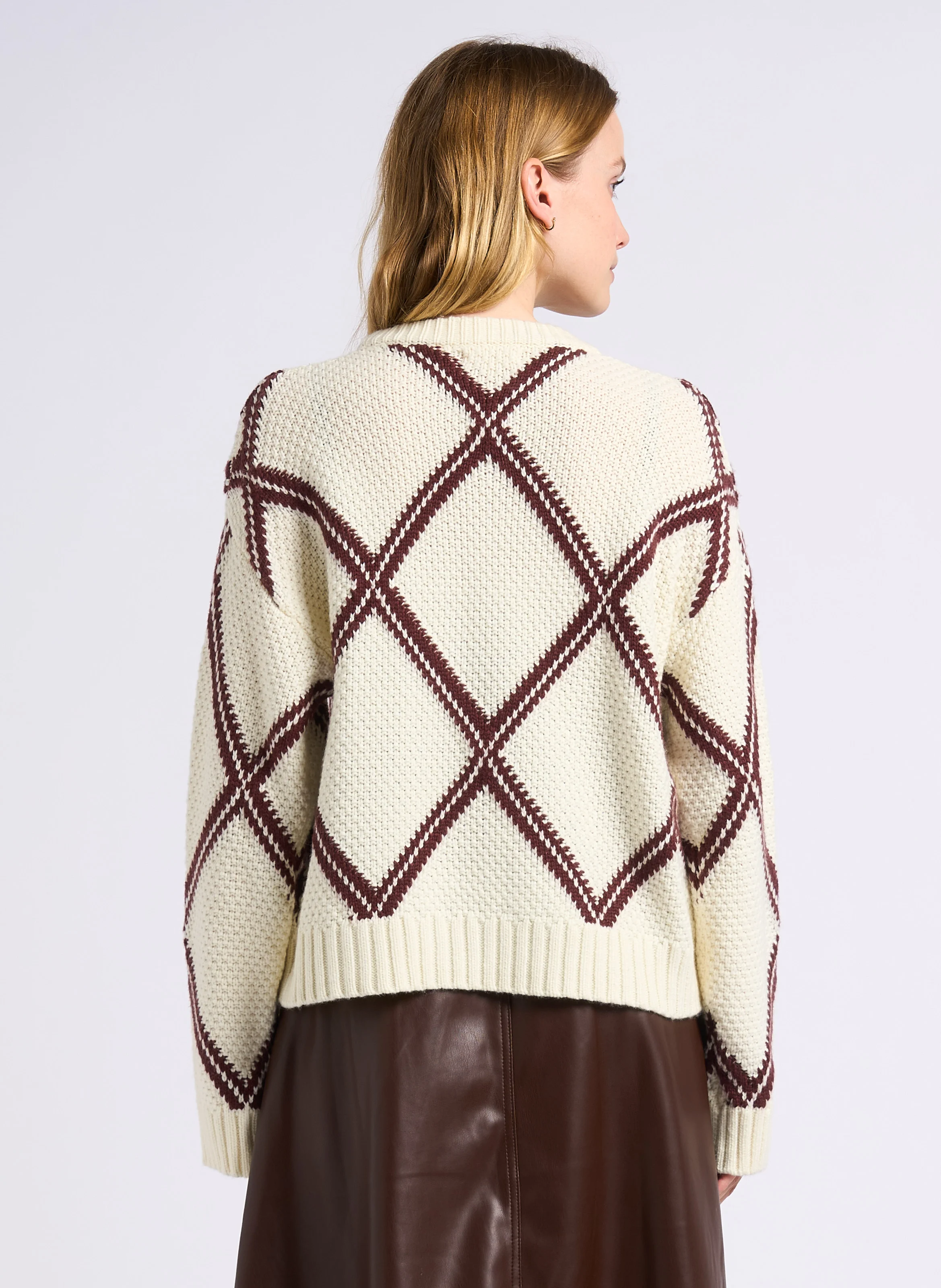 PRECHA - Pull ample col rond en maille | Blanc