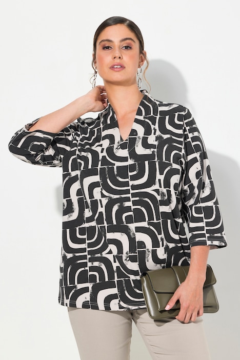 Shirt, Kelchkragen, Classic, V-Ausschnitt, 3/4-Arm