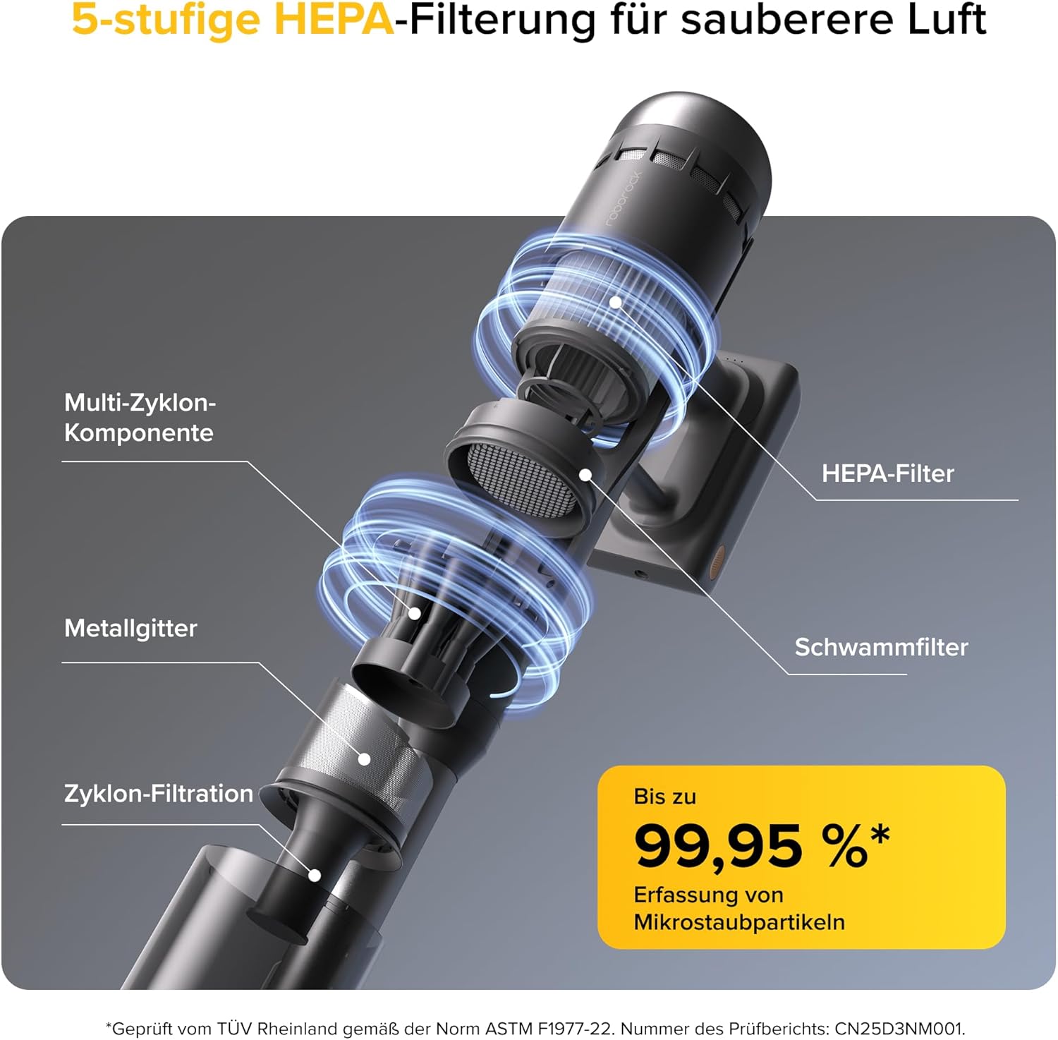 roborock H60 Ultra kabelloser Staubsauger, 210AW Saugleistung, 90 Min Laufzeit, 90° Flexibler Saugrohr, LED-Stauberkennung, Anti-Verhedderungsbürste für Teppiche, Hartböden & Tierhaare