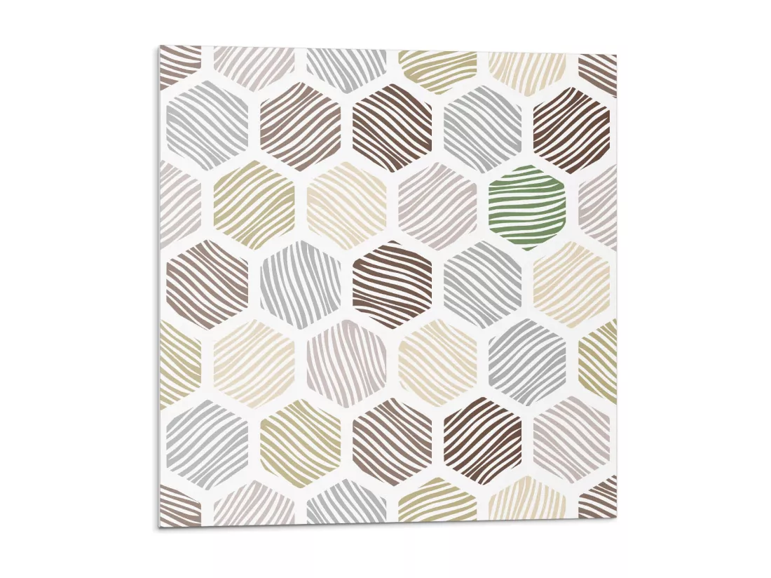 Carreaux autocollants PVC, Carrelage PVC adhésif - 9x30x30 - Modèle hexagonal avec des lignes