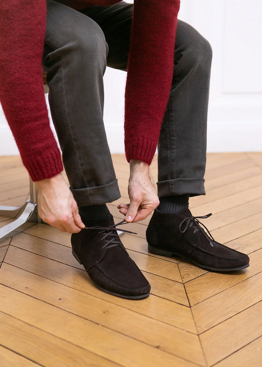 R CHUKKA VELOURS CAFE NOIR