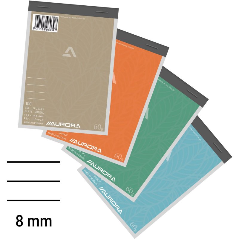 Bloc de bureau Aurora A6 105 x 148 mm - ligné - 100 feuilles