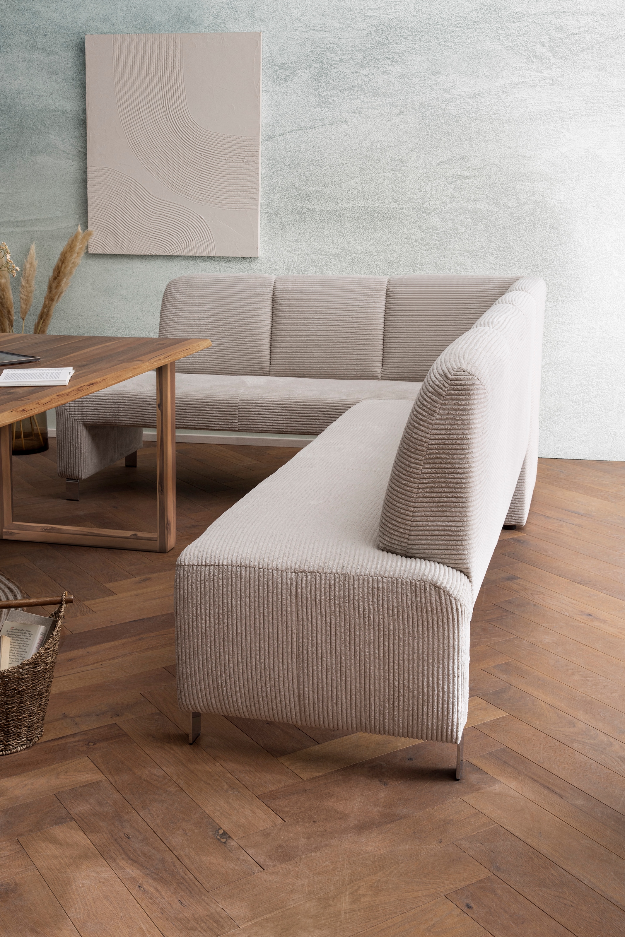 exxpo - sofa fashion Eckbank »Intenso, modern, wahlweise in Leder oder Textil,  264/197 cm (B/T)« hohe Bodenfreiheit, frei im Raum stellbar, hoher Sitzkomfort
