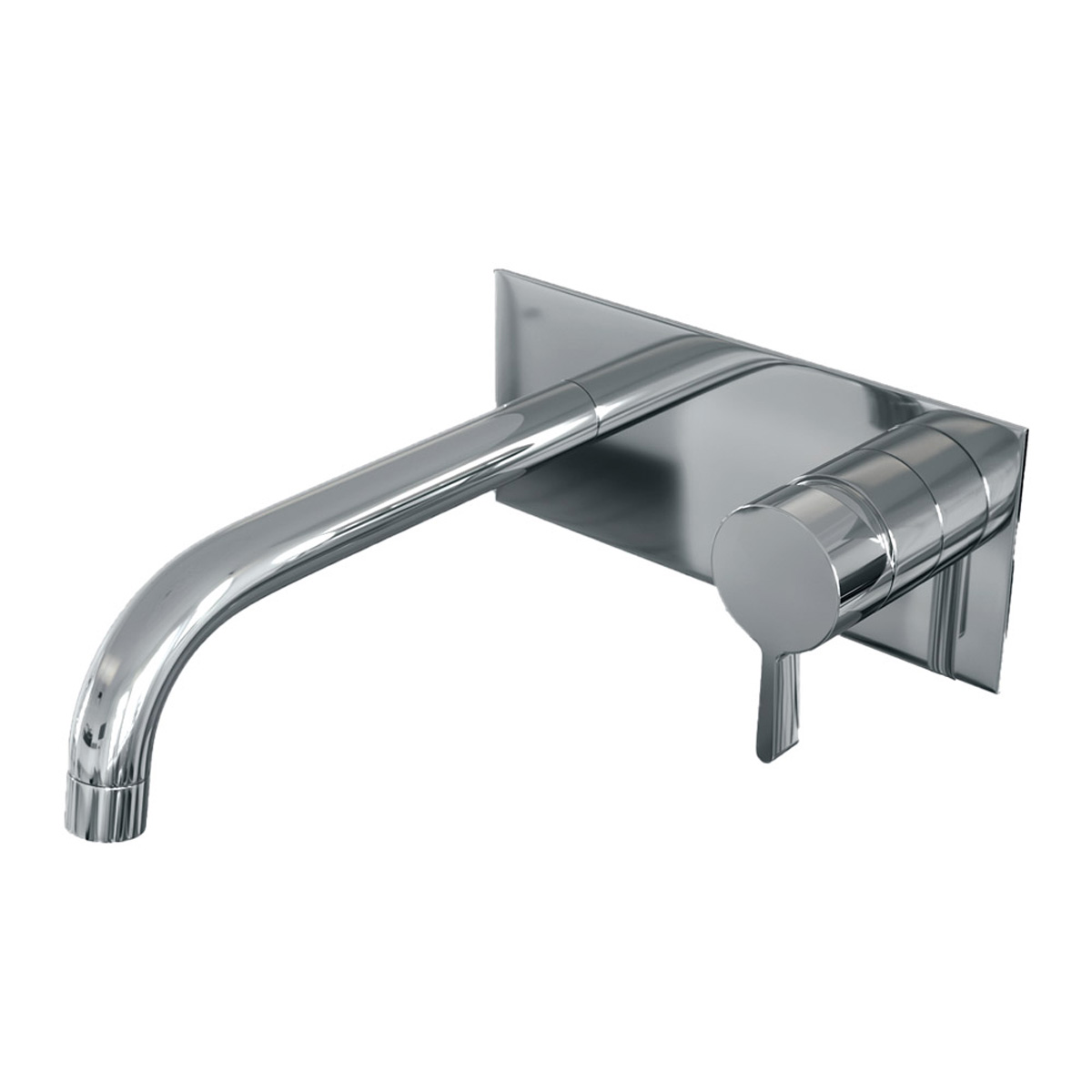 Brauer Chrome Edition ColdStart wastafelkraan inbouw gebogen uitloop met achterplaat model E1 chroom