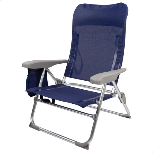 Cadeira de praia dobrável Aktive Slim com múltiplas posições, almofada e bolso.