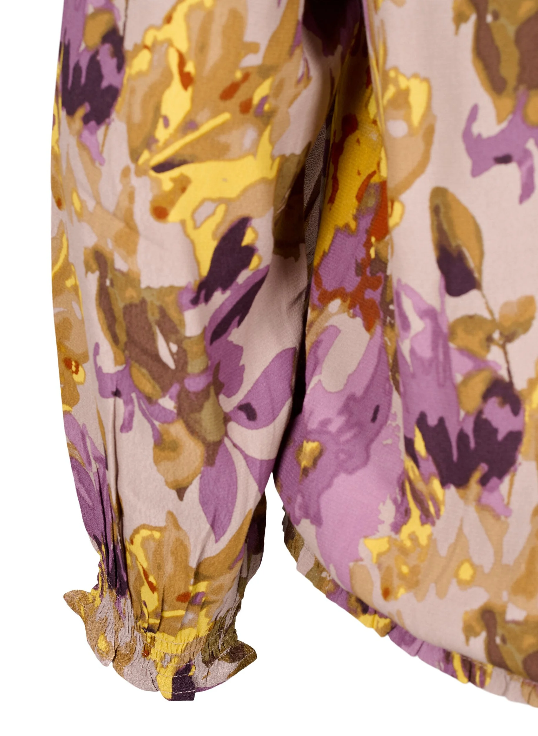 Smockbluse med blomsterprint