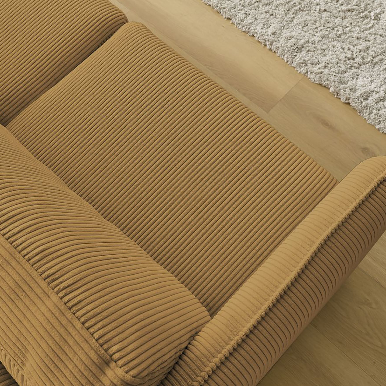 Bobochic Canapé droit convertible express en Velours côtelé 3 places Lenny jaune - 178x102x89 cm