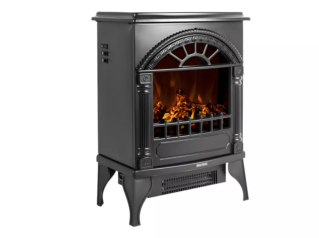 Cheminée électrique poêle PITON - L41 x P25.5 x H56.5 cm - Noire