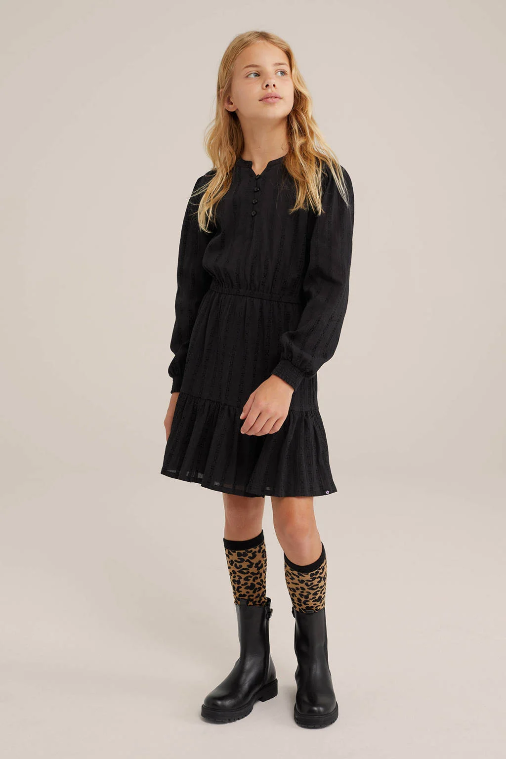 WE Fashion trapeze jurk zwart