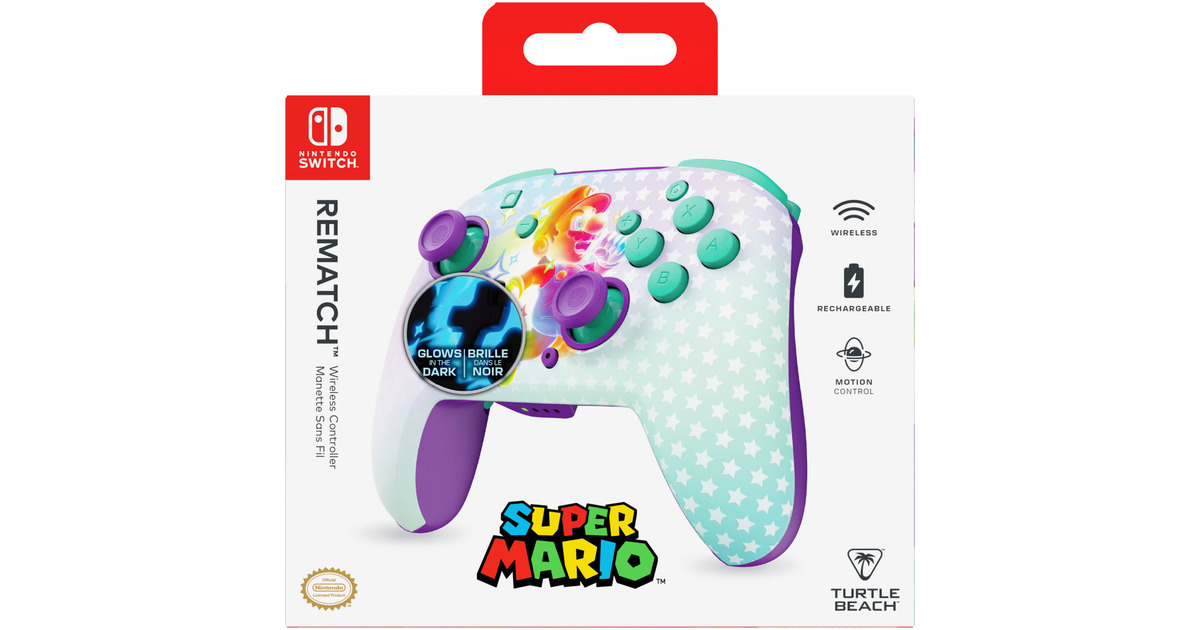Turtle BeachRematch draadloze gamingcontroller – Invincible Mario  (Paars, Nintendo Switch, Nintendo Switch Lite, Nintendo Switch - OLED-model, Nintendo Switch 2)