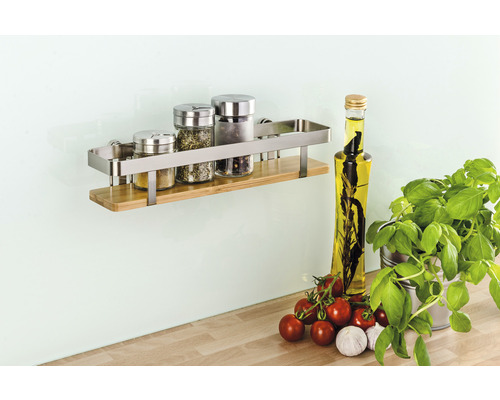 Wenko Vacuum-Loc Premium kruidenrek, zilver/bamboe