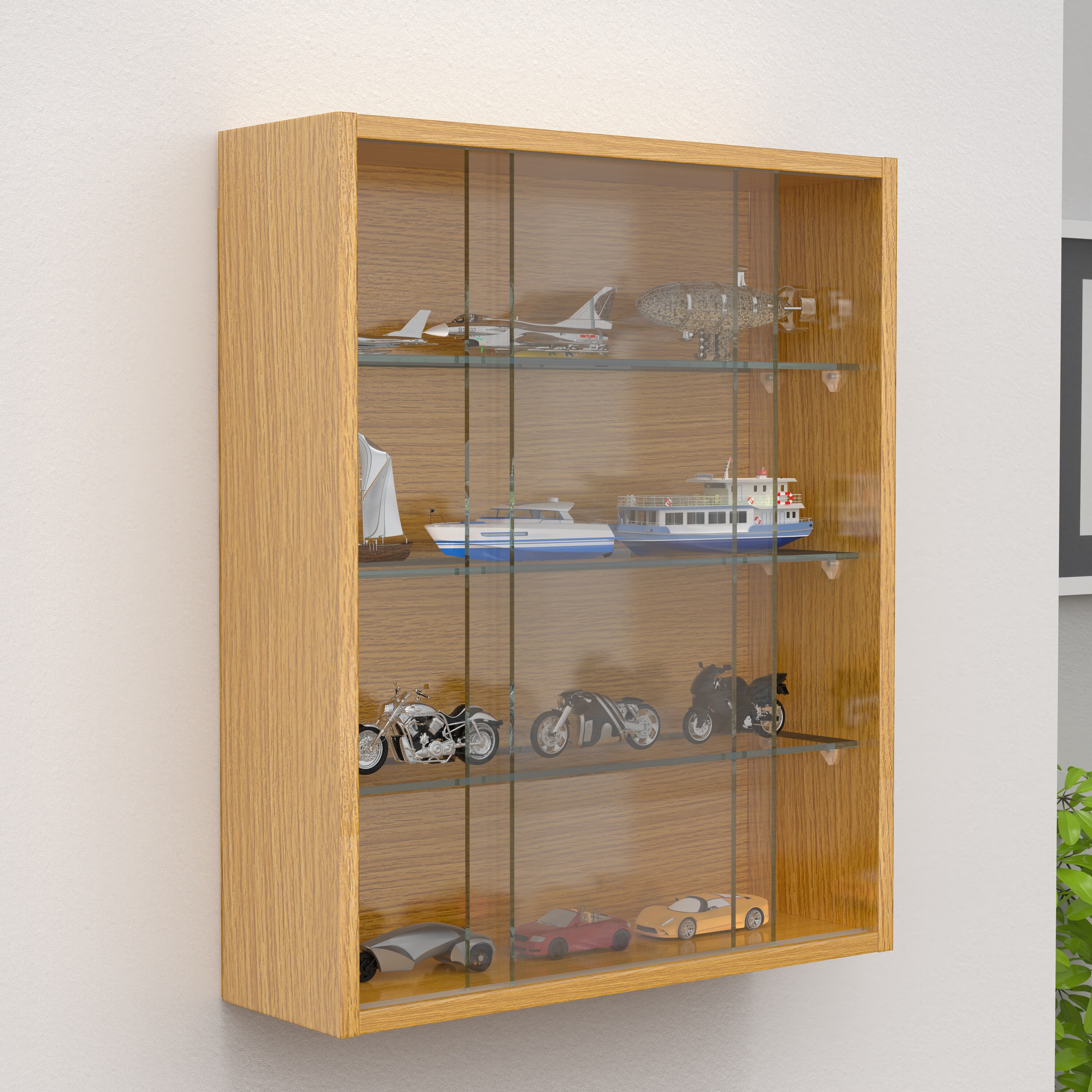 VCM Glasvitrine hängend | Vitrine Glas | Maße: H. 60 x B. 50 x T. 15 cm | Hängevitrine Glas | Modern und platzsparend | Glas Vitrinenschrank - Drivalo M