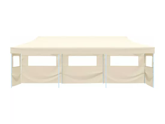Tente de réception pliable escamotable avec 5 parois 3x9m crème