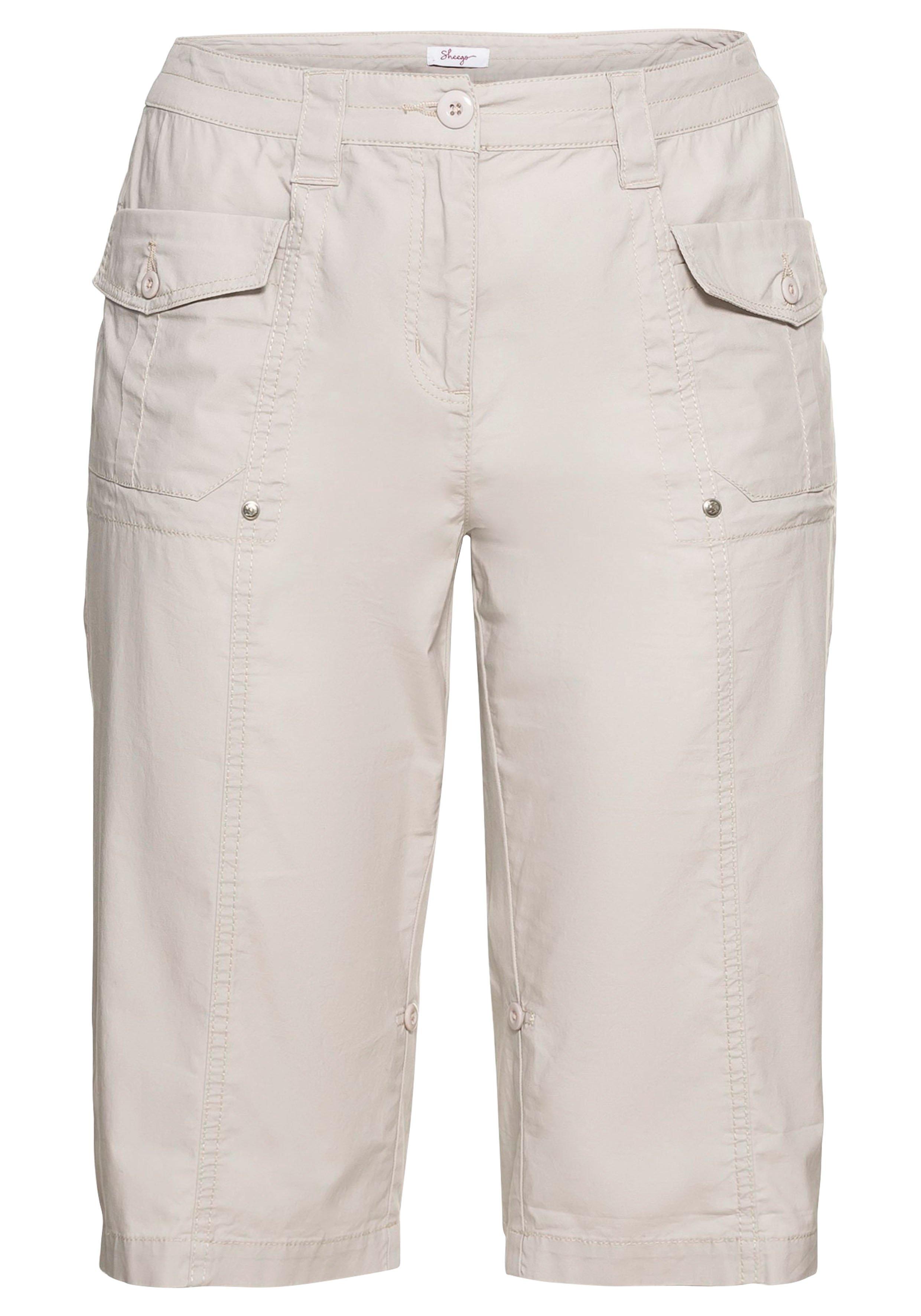 Stretch-Bermudas mit aufgesetzten Taschen und Patten