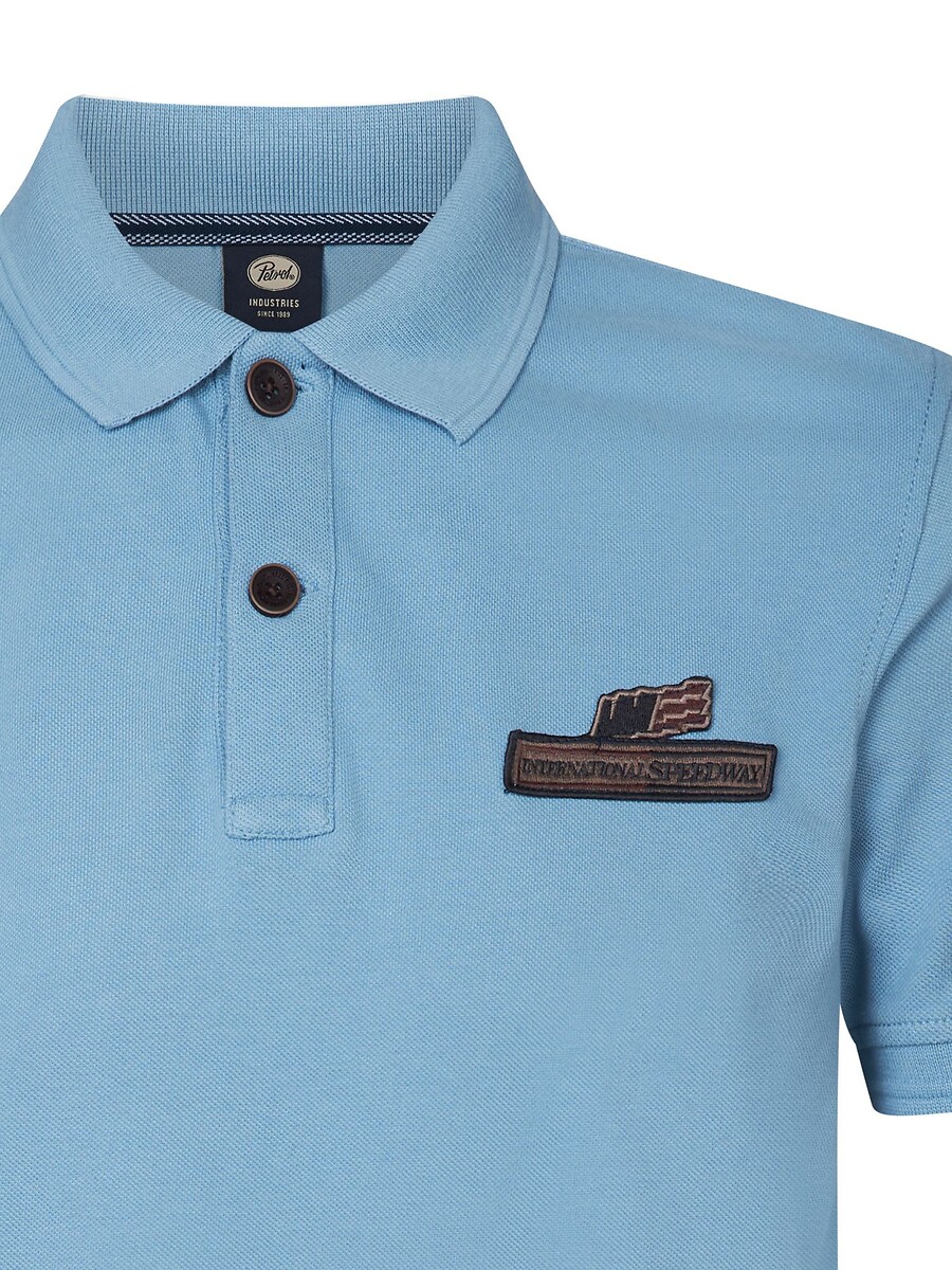 INDÚSTRIAS PETROLÍFERAS<br>Camisa polo lisa e reta com emblemas