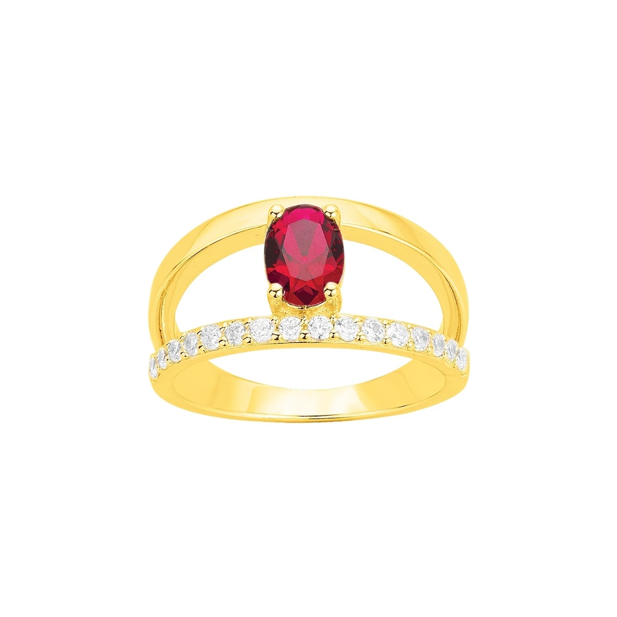 Bague en Plaqué Or avec spinelle rouge rubis