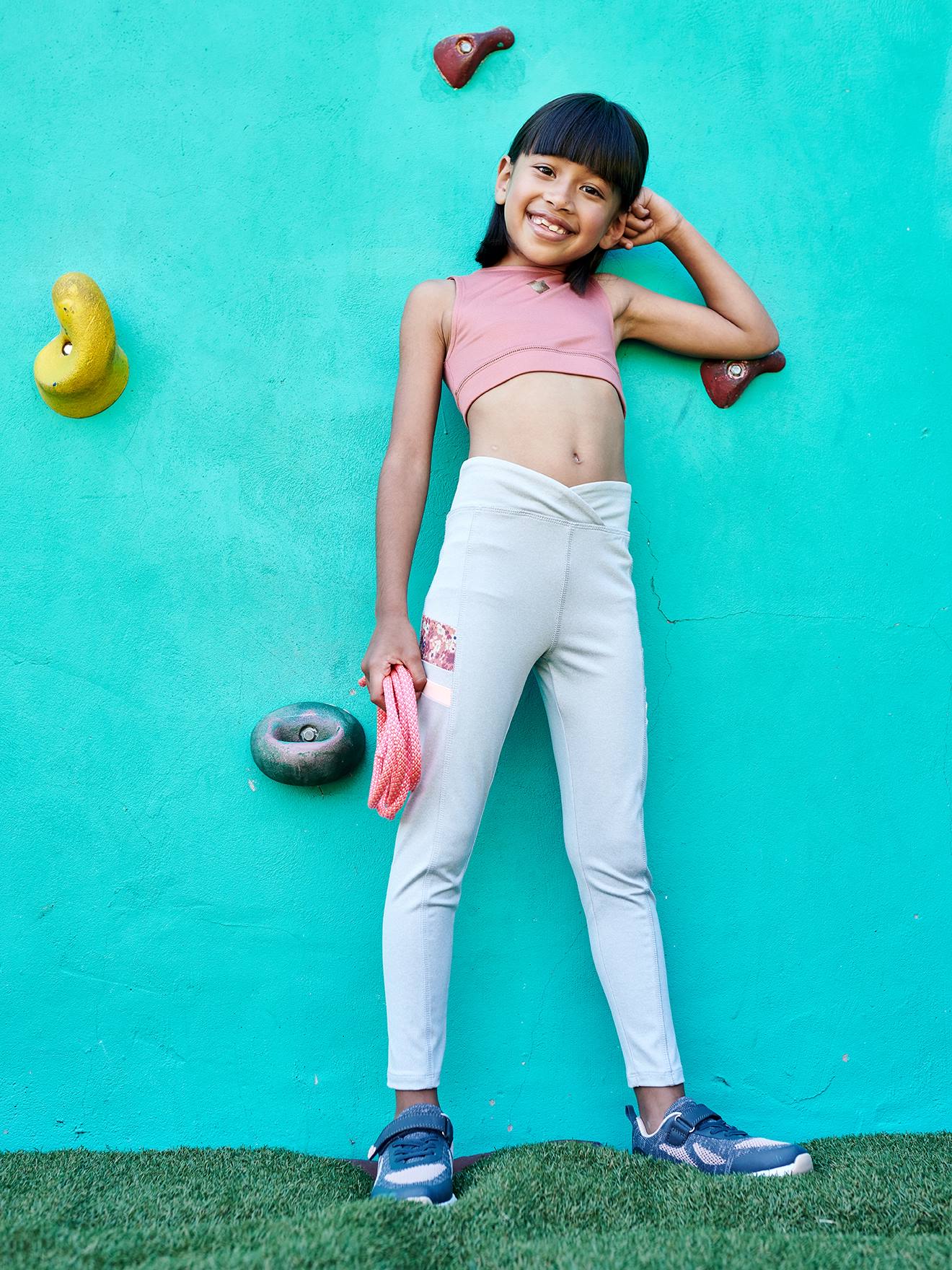 Conjunto esportivo de 3 peças para meninas, cor cru