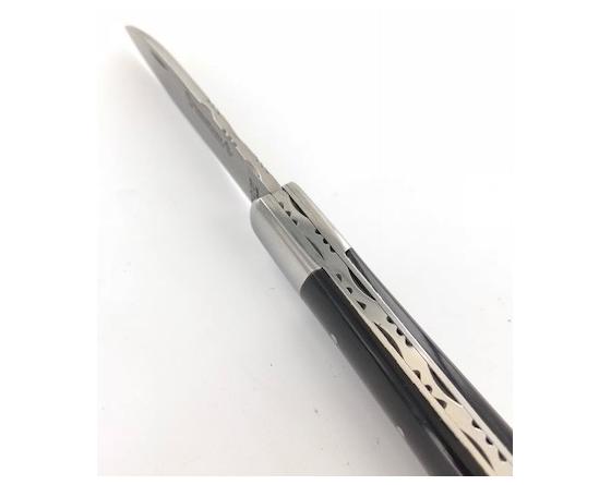 Yssingeaux 11 cm - Corne Noire - Guilloché Couteau de Poche PassionFrance