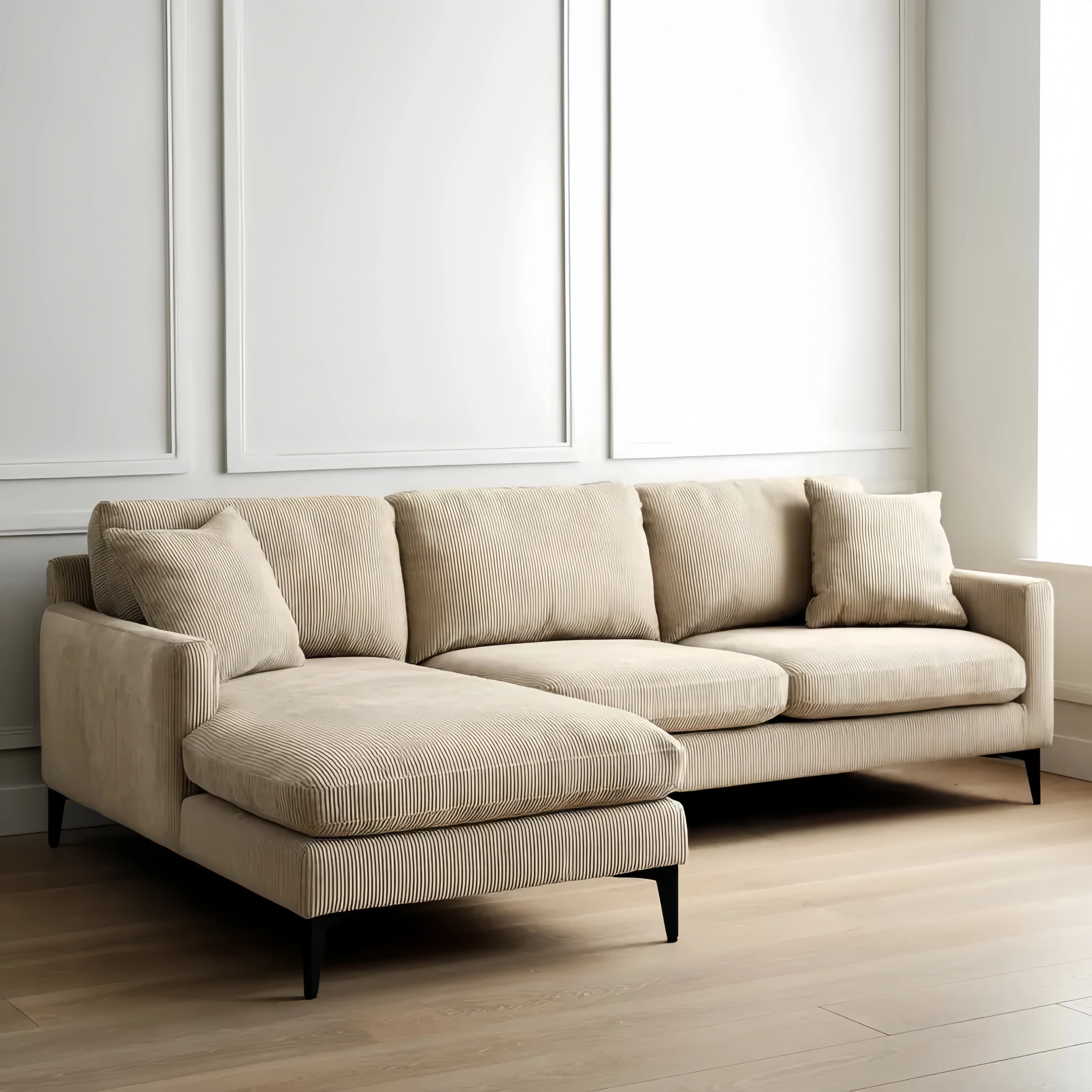 Ecksofa Cordstoff 280x160x85 cm – Beige – Modernes Design