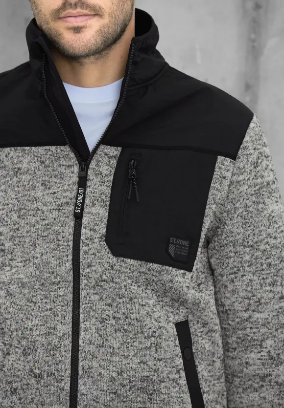 Outdoor Strickjacke - stone grey melange