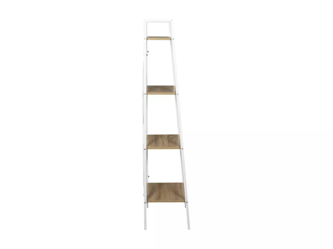 LIETA - Etagère Colonne à 4 Niveaux Bois et Métal Blanc