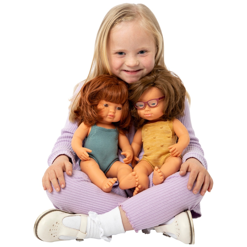 Miniland Pädagogische Puppe Mädchen mit Down-Syndrom 38 cm