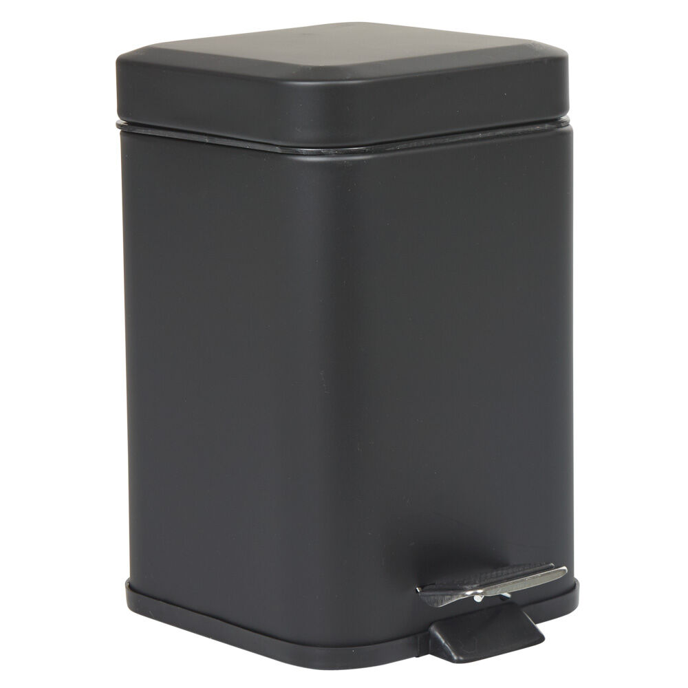 Poubelle salle de bain carré noir 3 L