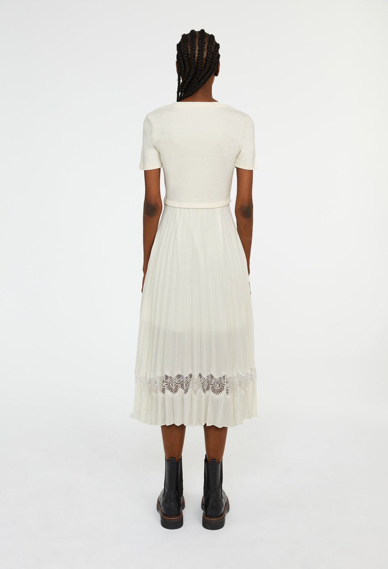 Robe midi Teli bi-mati&egrave;re ivoire