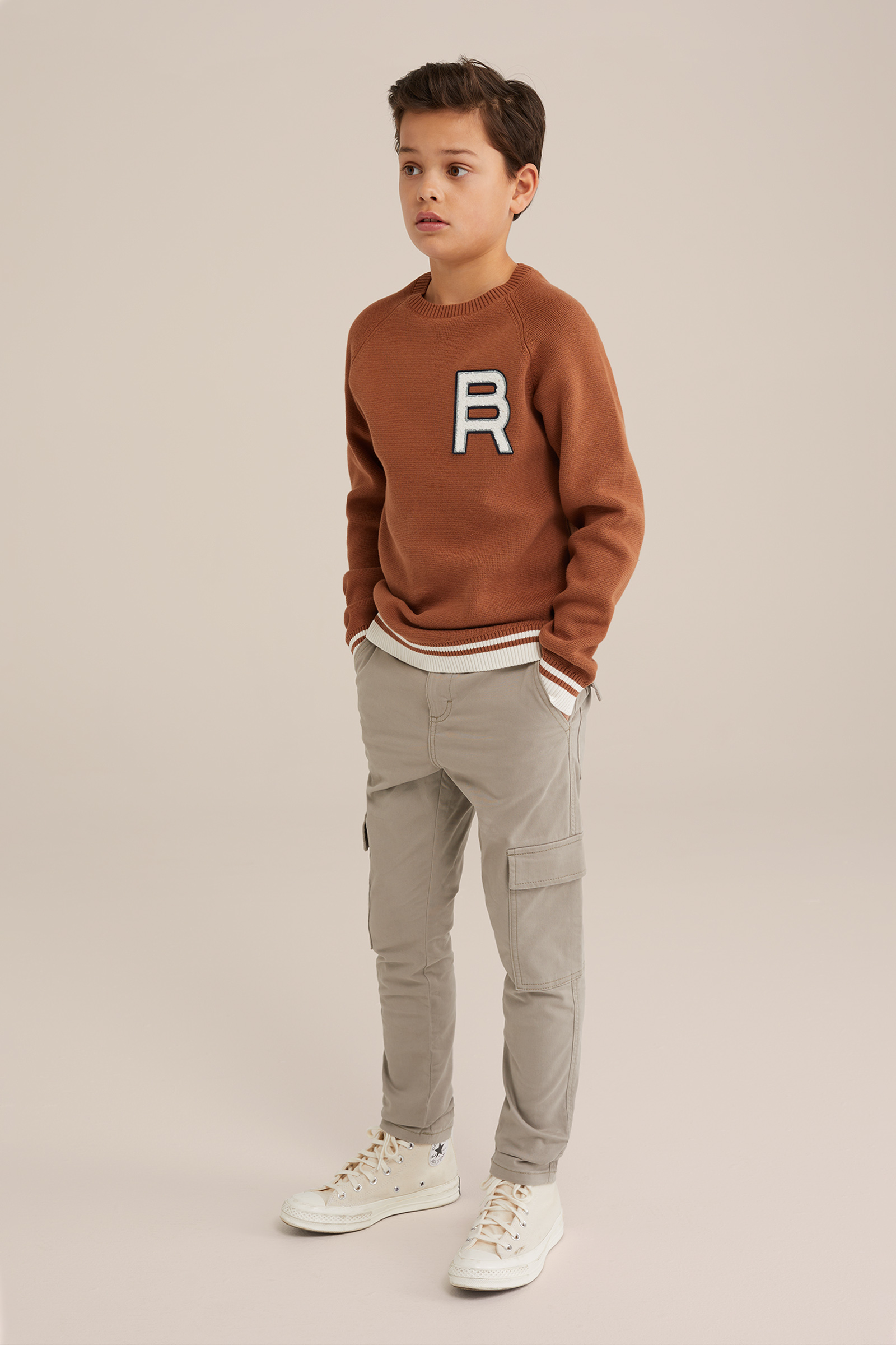 Jongens trui met embroidery logo Blue Ridge Bruin