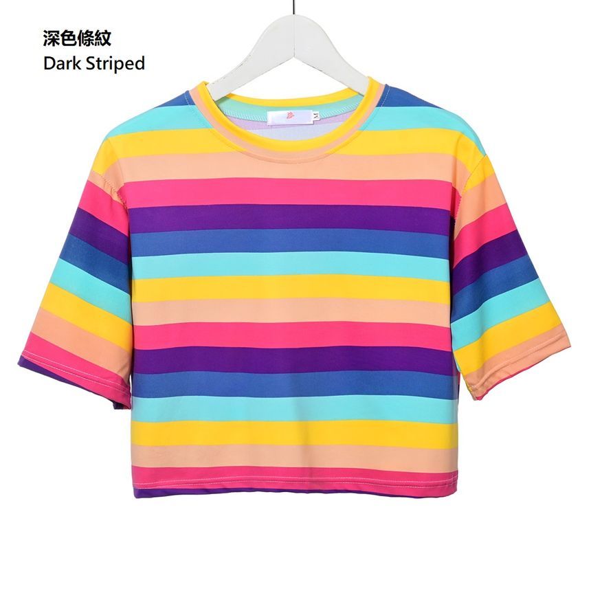 Edise - T-shirt met korte mouwen en regenboogstrepen