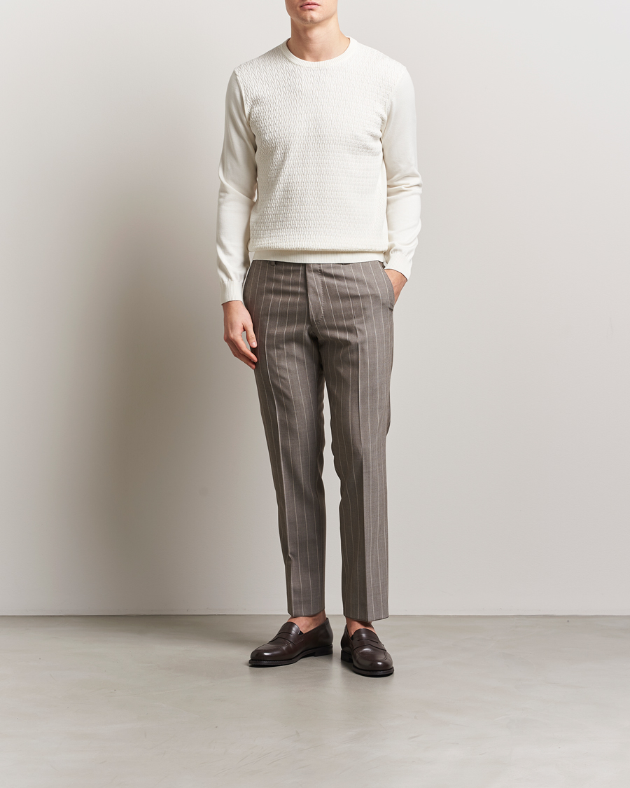 Oscar Jacobson Blake Knitted Cotton Crew White