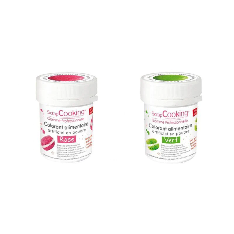 2 colorants alimentaires en poudre - vert-rose Scrapcooking
