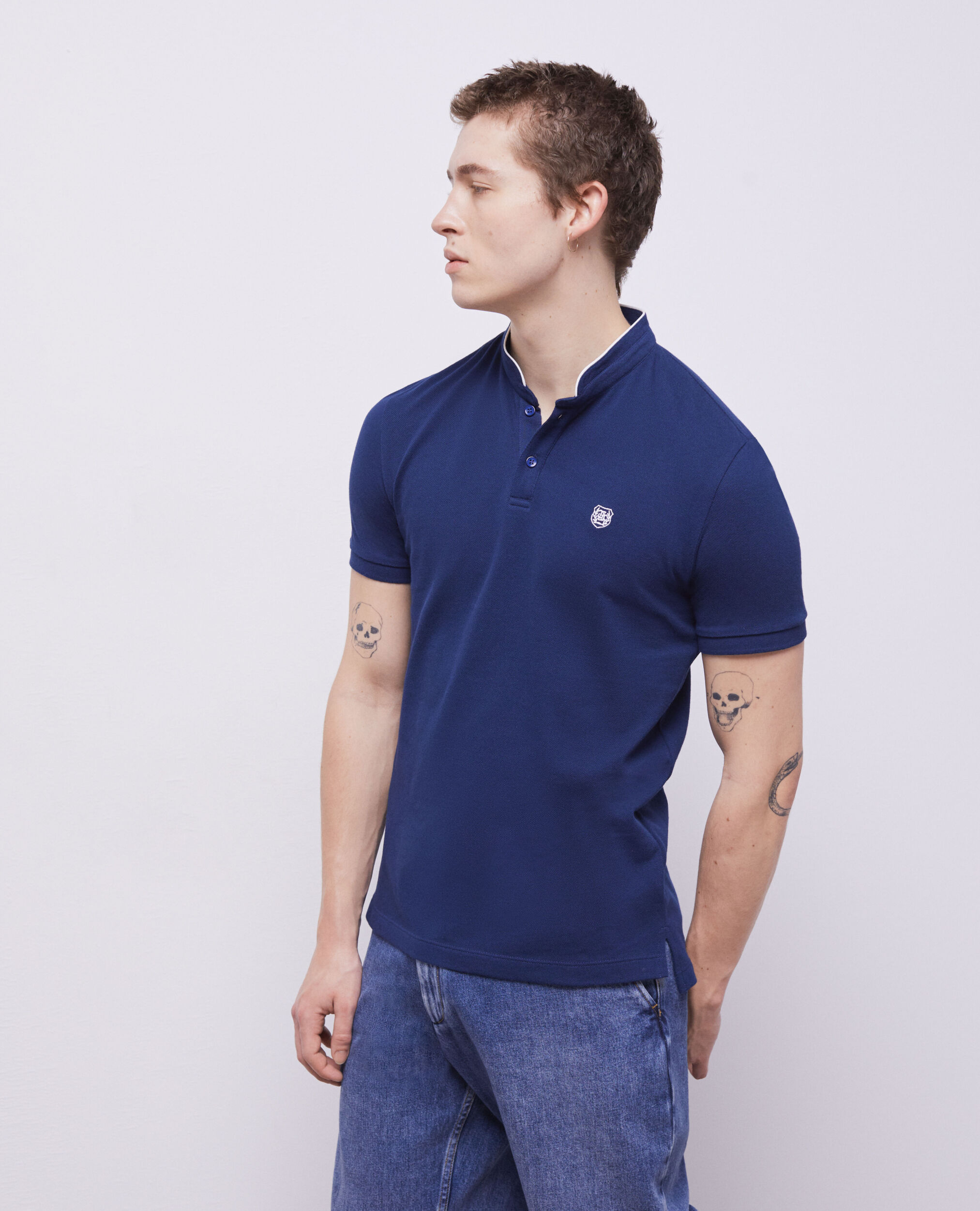 Polo col officier bleu marine