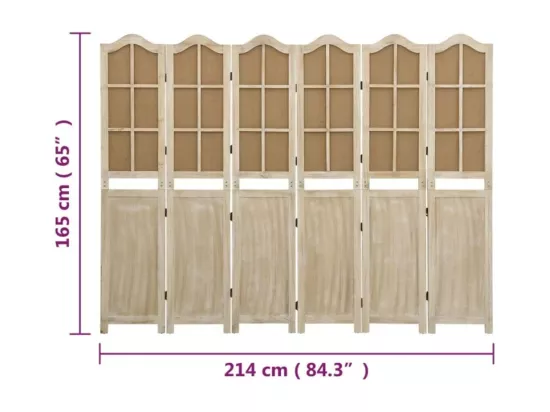 Cloison de séparation 6 panneaux Marron 214x165 cm Tissu