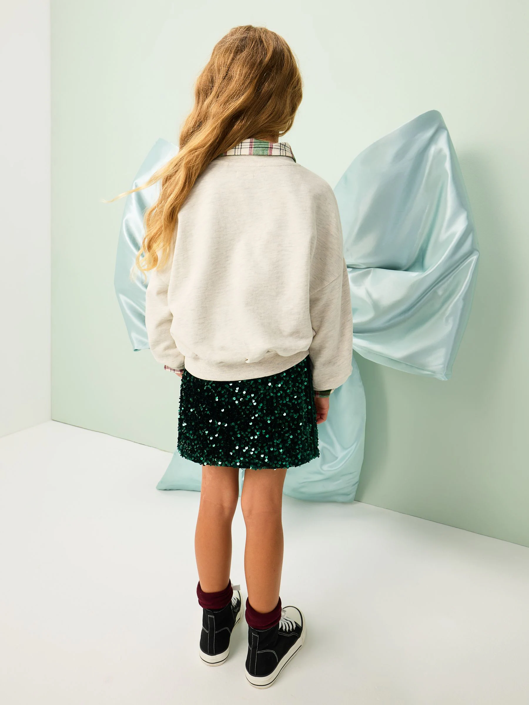 Grijs met kerstmanprint - Sweatshirt met lange mouwen (3-16jaar)