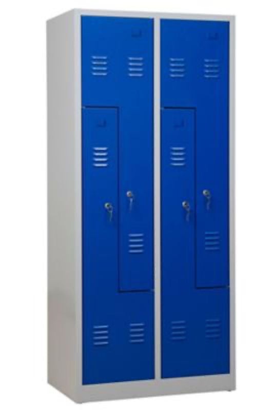 PROREGAL Garderobekast Camel 4-Vaks Z-Design HxBxD 180 x 80 x 50 cm Cilinderslot Grijsblauw