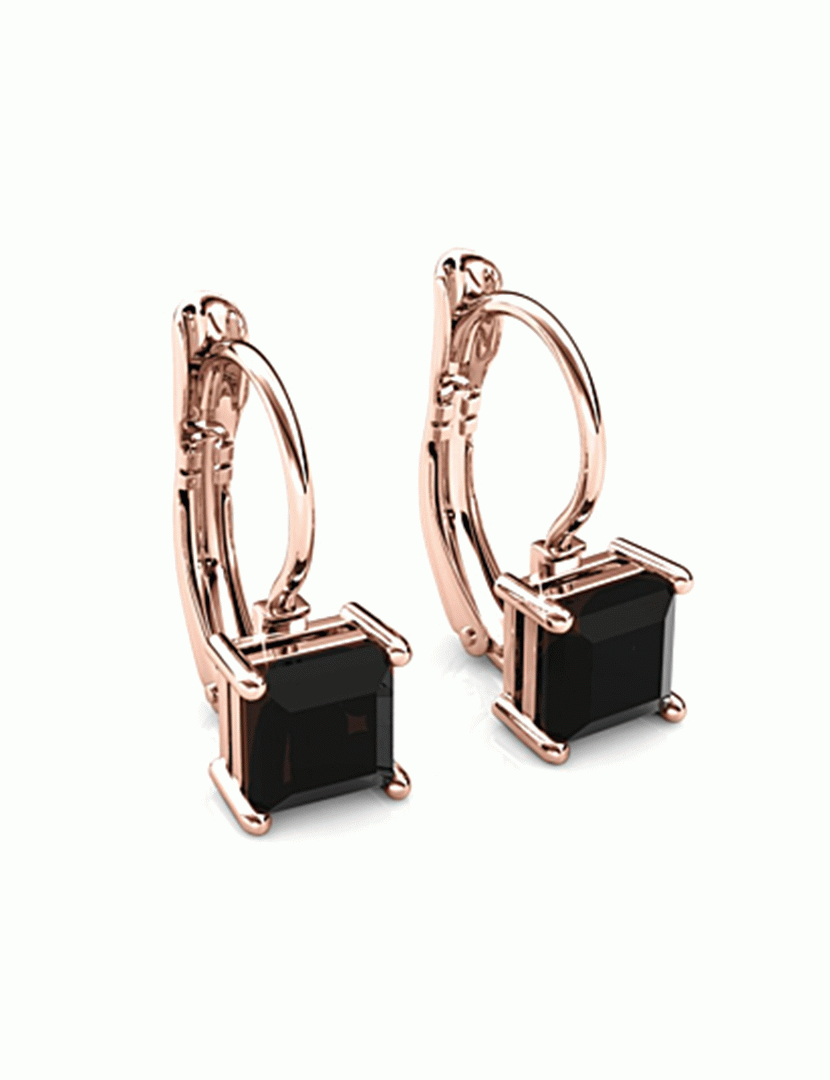 Square Earrings Black Rose Gold