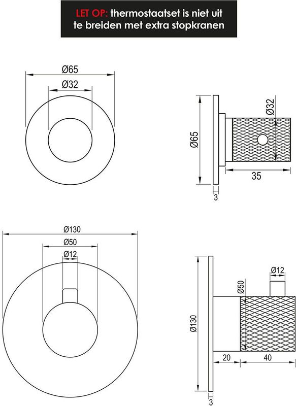 Brauer - Gold Carving - Inbouwthermostaat - Geborsteld Goud - Messing